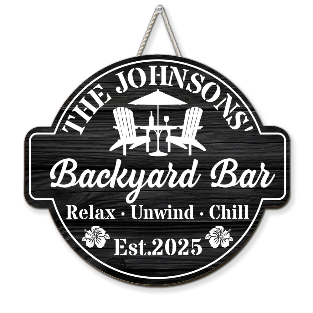 Custom Family Summer Backyard, Patio & Porch Decor • Welcome To Our Backyard Oasis - Personalized Wood Sign