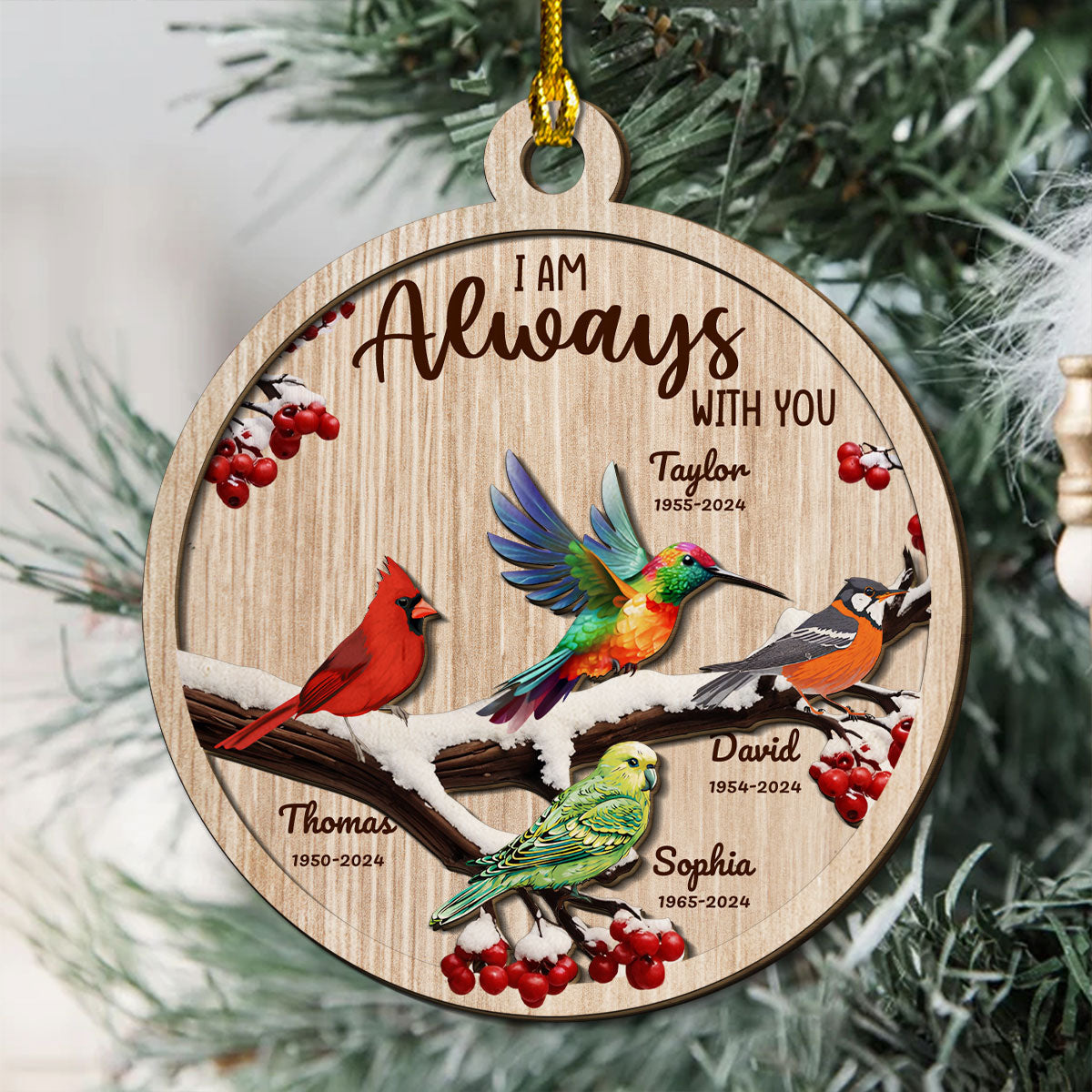 Custom Memorial Christmas Ornament, Sympathy Keepsake •  Be Still And Know - Personalized Freeshape 2-Layered Wood Ornament