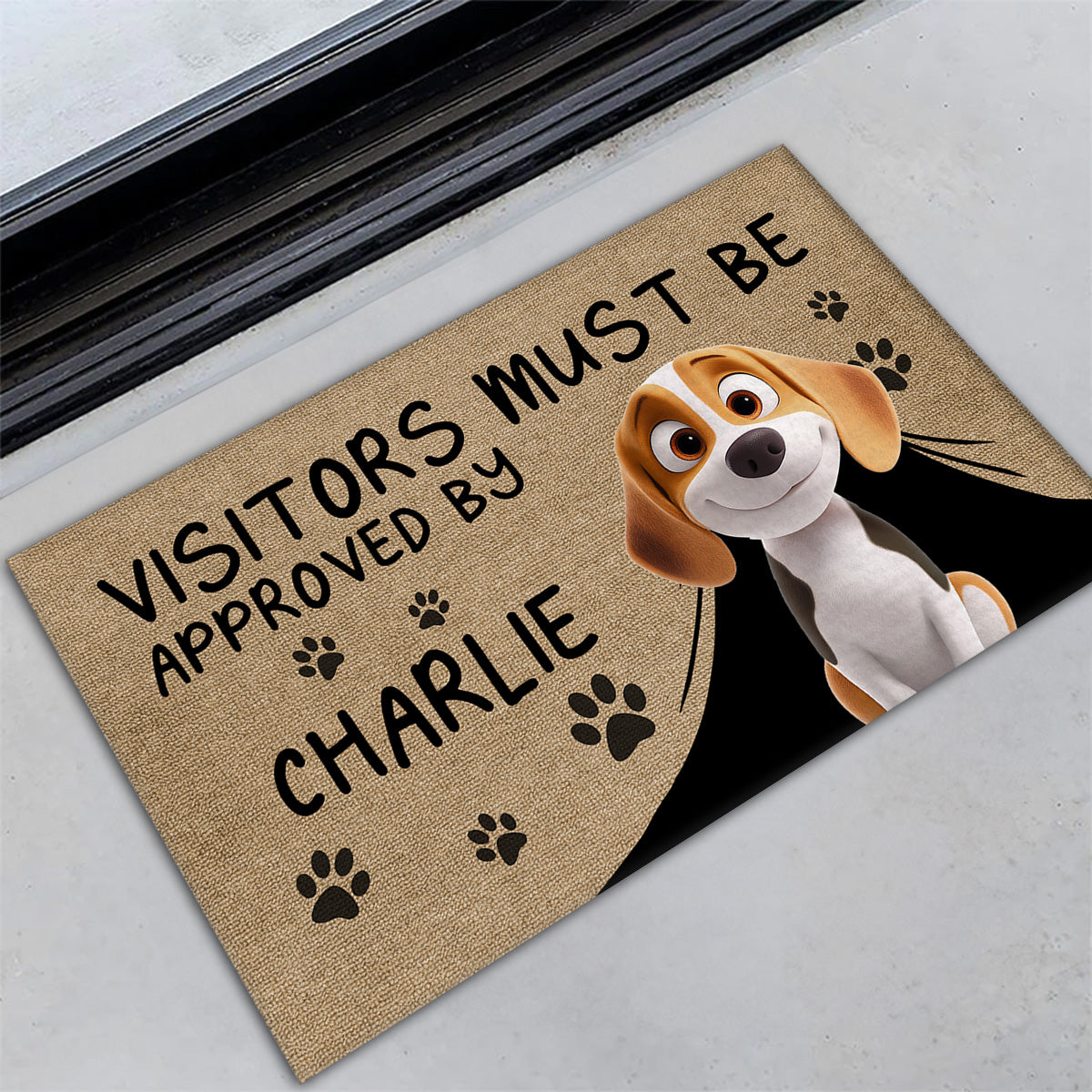 Approved By Dog Cartoon - Personalized Doormat