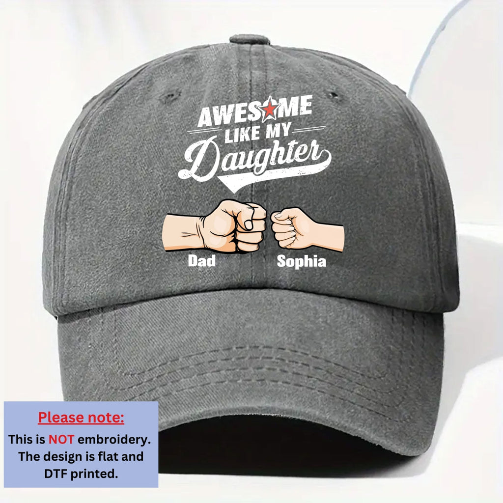 Custom Father's Day Christmas Birthday Gifts for Dad • Awesome - Personalized Vintage Washed Denim Cap