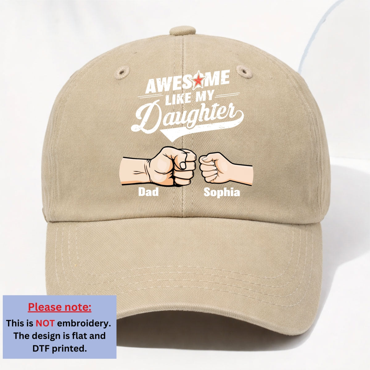 Custom Father's Day Christmas Birthday Gifts for Dad • Awesome - Personalized Vintage Washed Denim Cap