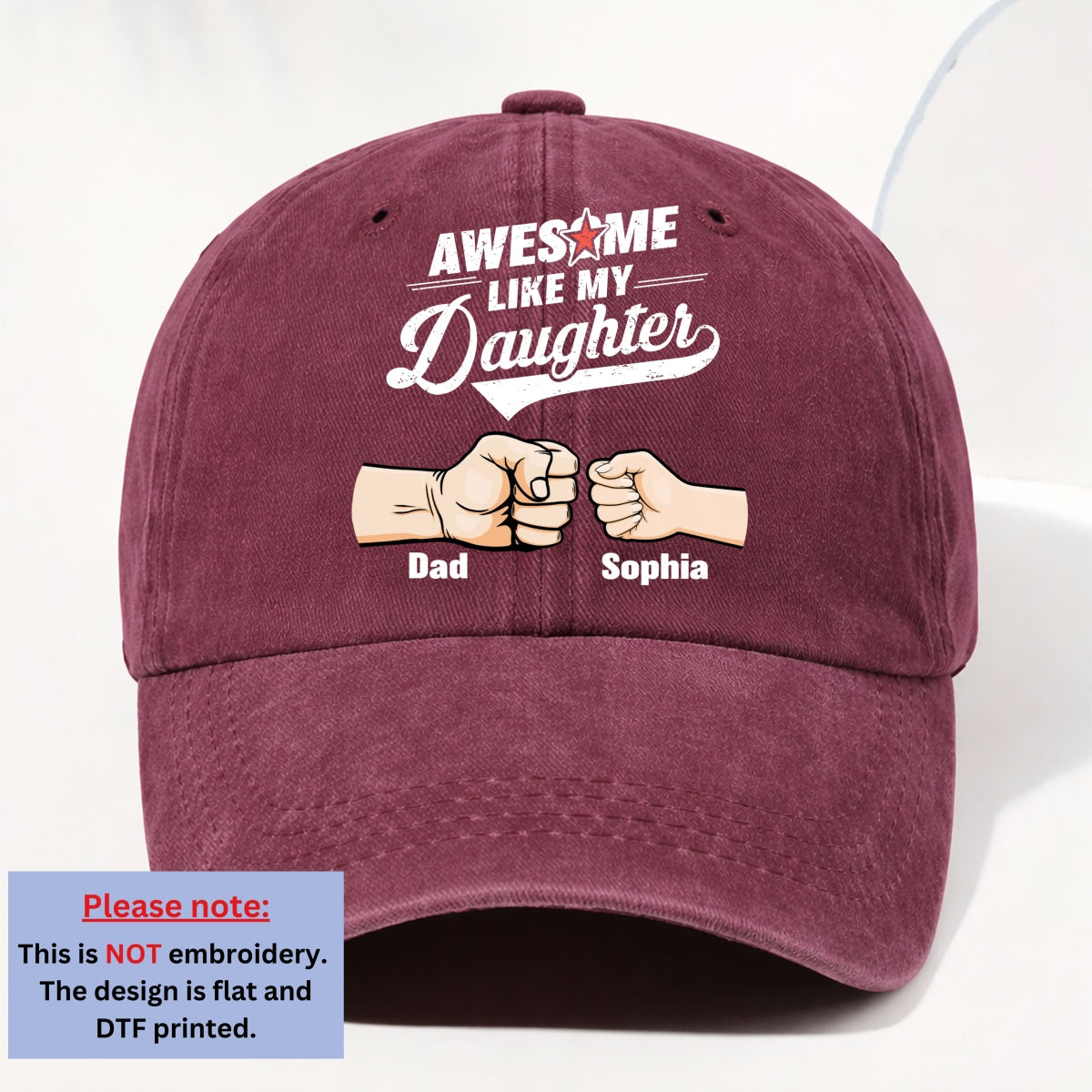Custom Father's Day Christmas Birthday Gifts for Dad • Awesome - Personalized Vintage Washed Denim Cap