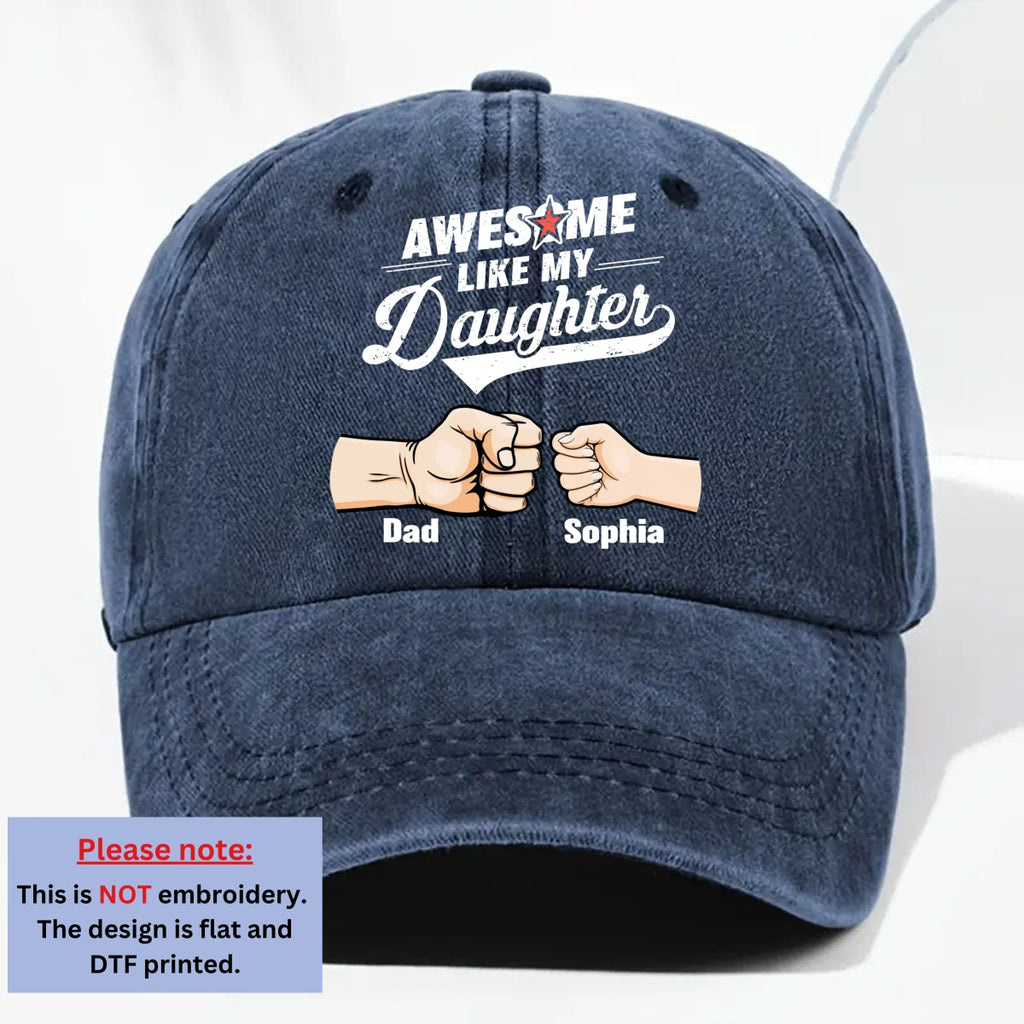 Custom Father's Day Christmas Birthday Gifts for Dad • Awesome - Personalized Vintage Washed Denim Cap