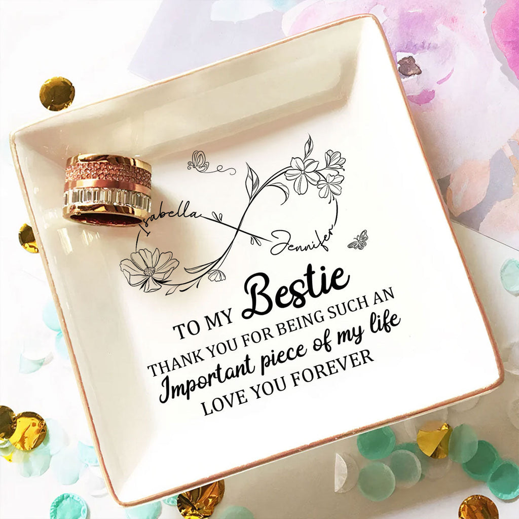Custom Bestie Trinket Dish, Birthday Christmas Gift For Best Friend • An Important Piece - Personalized Jewelry Dish