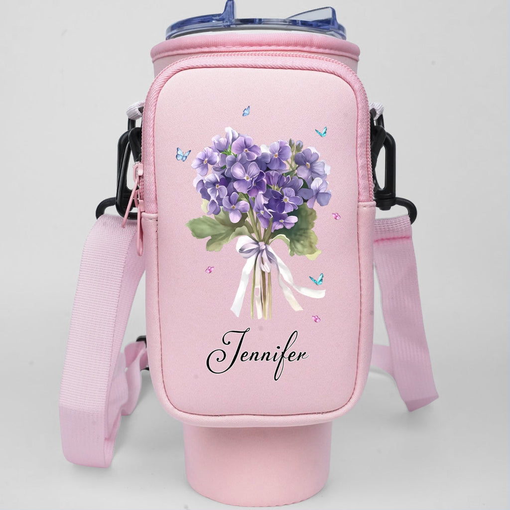Birthmonth Flower - Personalized Water Bottle Carrier Bag