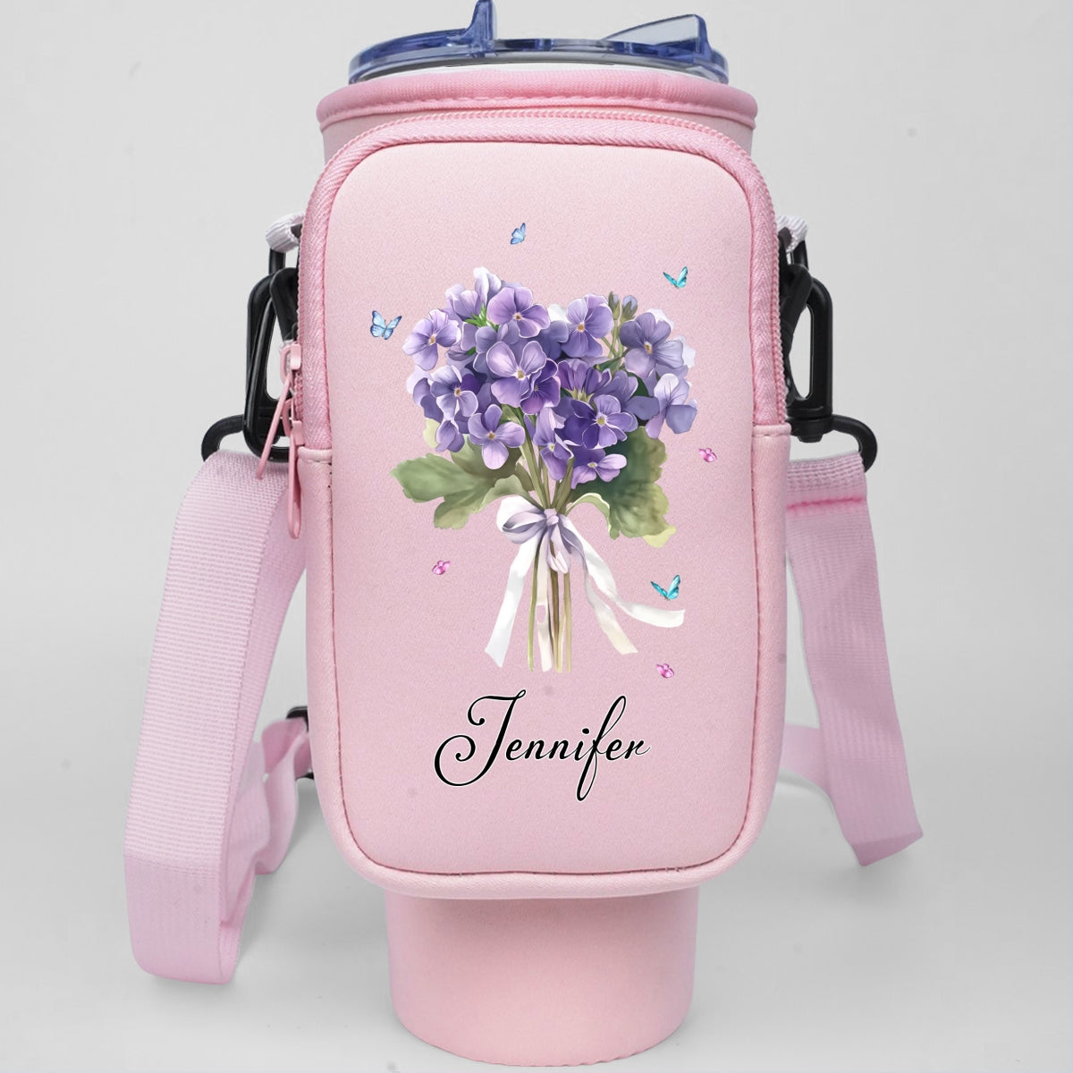 Birthmonth Flower - Personalized Water Bottle Carrier Bag