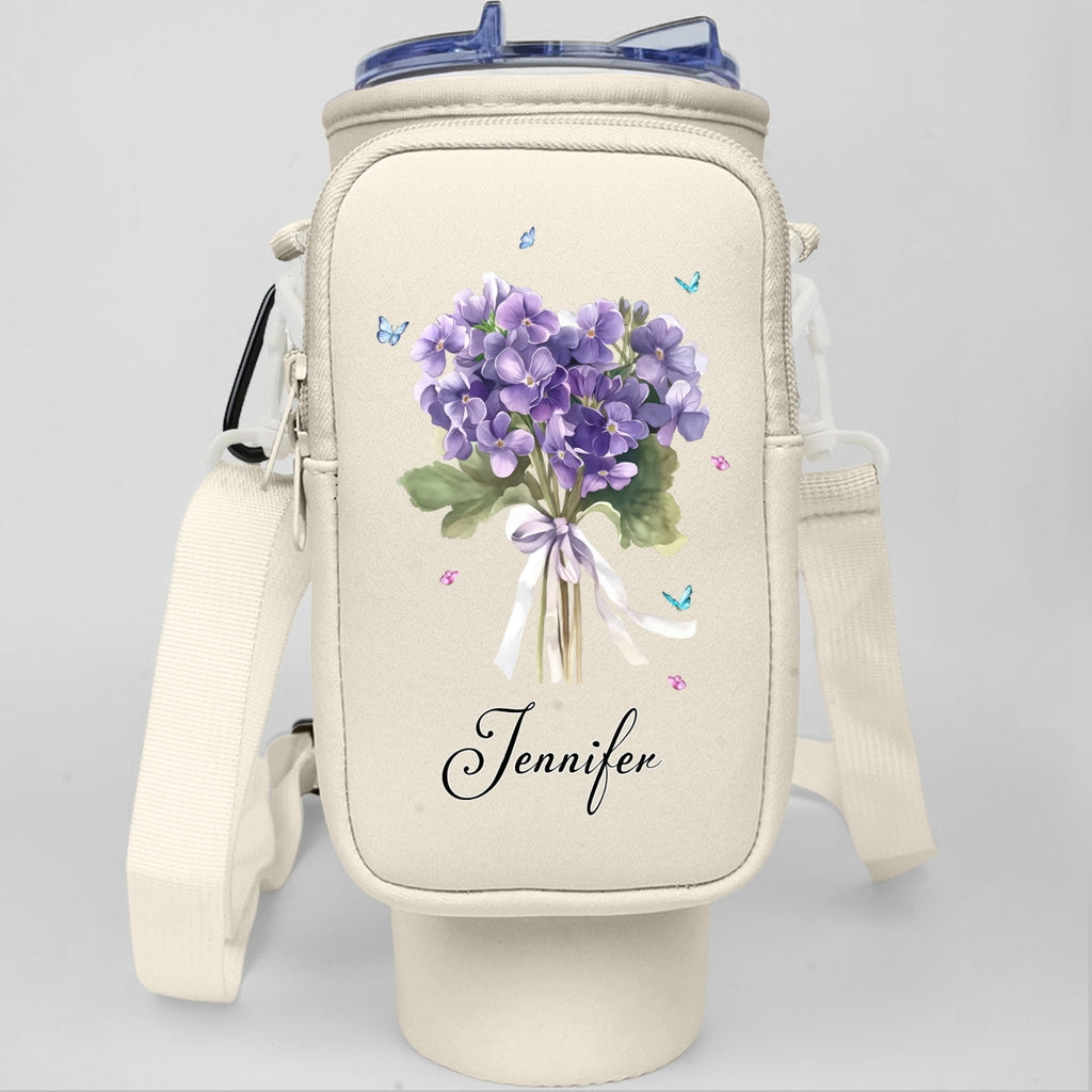 Birthmonth Flower - Personalized Water Bottle Carrier Bag