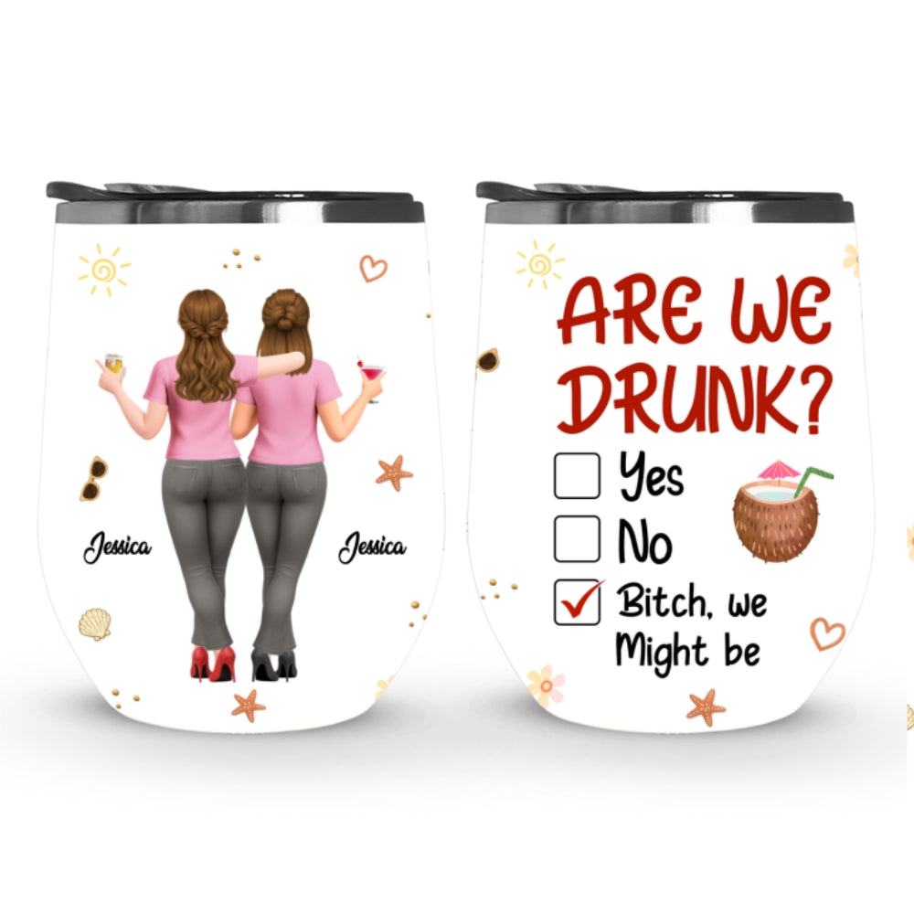 Custom Christmas Birthday Gifts For Best Friend • Drinking Besties - Personalized Wine Tumbler