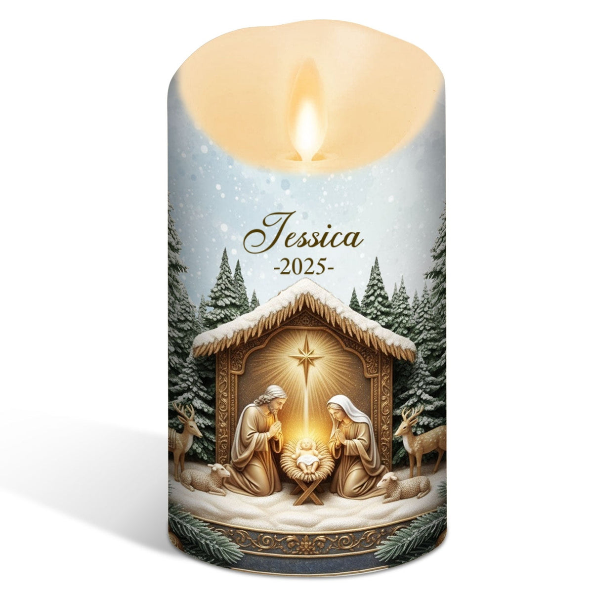 Nativity Christmas - Personalized LED Candle