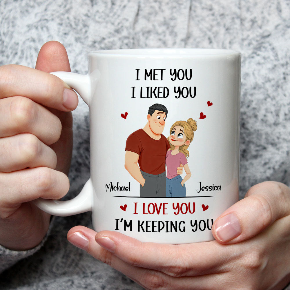 Custom Anniversary Keepsake Gifts For Couple • Keeping You Cartoon - Personalized Coffee Mug