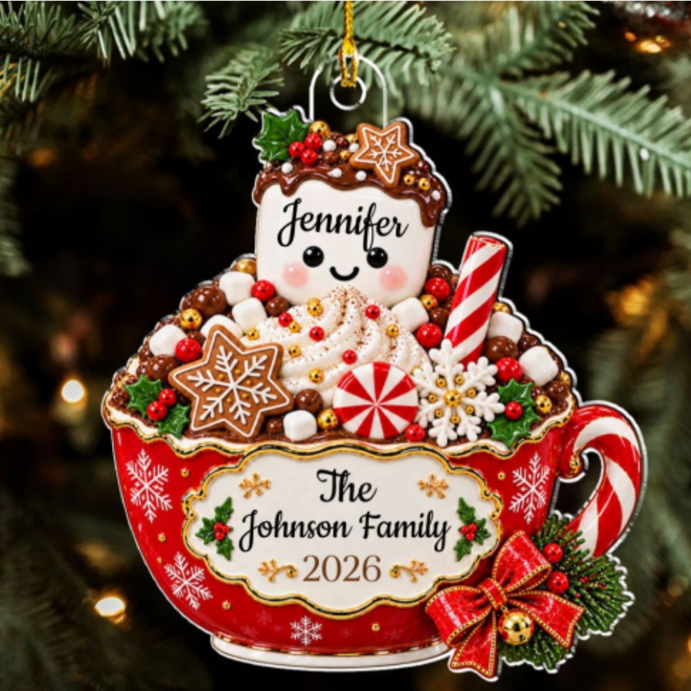 Custom Family Ornament, Christmas Gift for Family Members •  Cocoa Crew - Personalized Acrylic Ornament