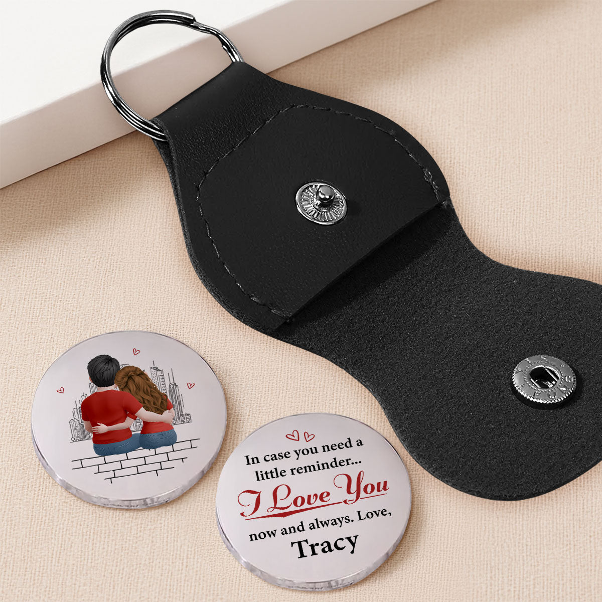 Custom Coin Keychain for Husband, Couple Anniversary Valentine's Day Gifts • Your Little Reminder - Personalized Pocket Hug