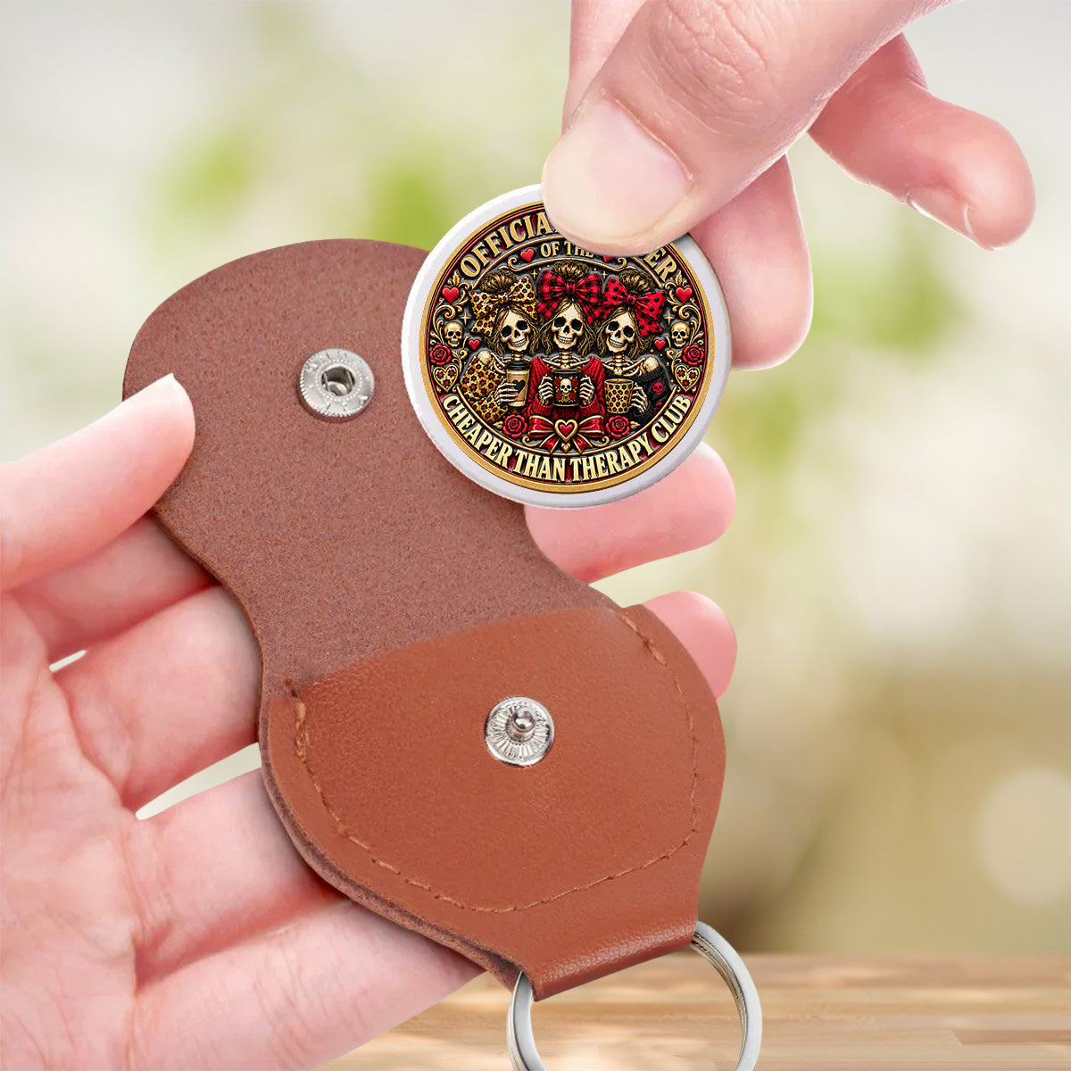 Custom Sister Siblings Coin Keychain, Christmas Birthday Gifts • Besties Are Cheaper Than Therapy - Personalized 3D Printing Pocket Hug