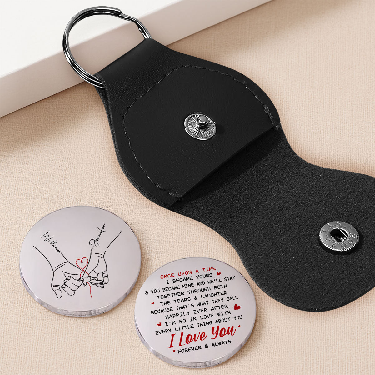 Custom Coin Keychain for Wife, Couple Anniversary Valentine's Day Gifts • Once Upon A Time - Personalized Pocket Hug