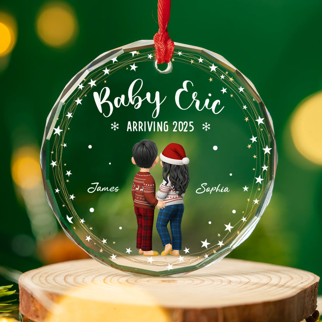 Custom Family Ornament, Christmas Gift for Family Members •  Arrive To The World - Personalized Glass Ornament