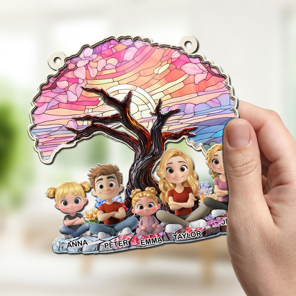 Custom Hanging Decor for Mom Daughter, Mother's Day Gifts • Happy Mom Of Us - Personalized Suncatcher