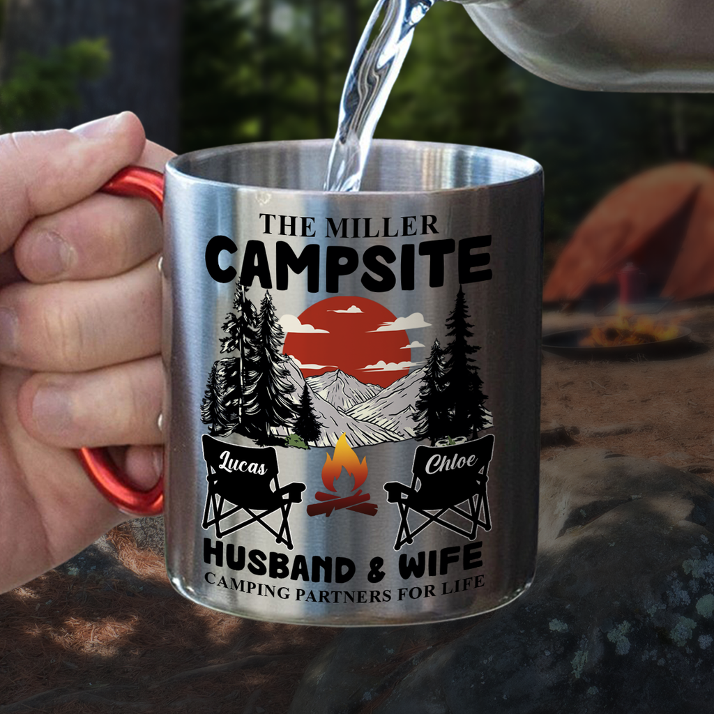 Custom Anniversary Keepsake Gifts For Couple • Camping Partners For Life - Personalized Carabiner Mug