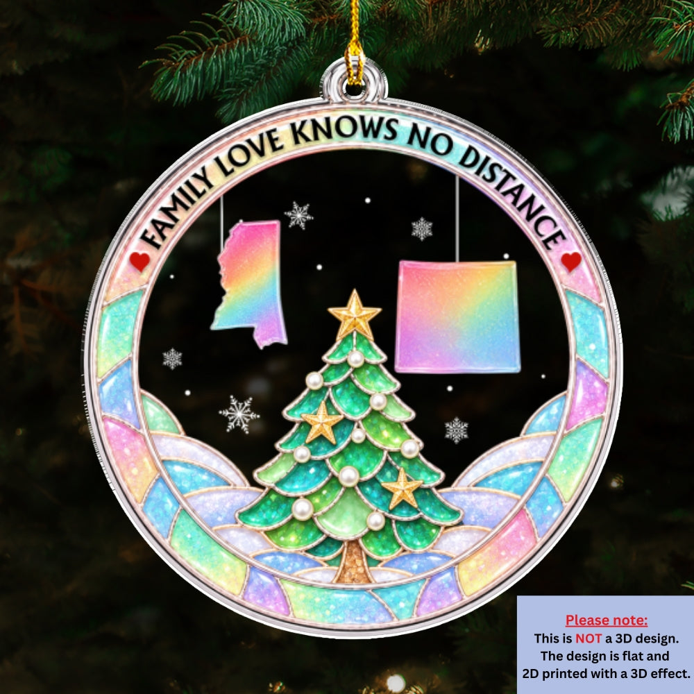 Custom Keepsake Christmas Ornament •  Family Beyond Distance - Personalized Acrylic Ornament