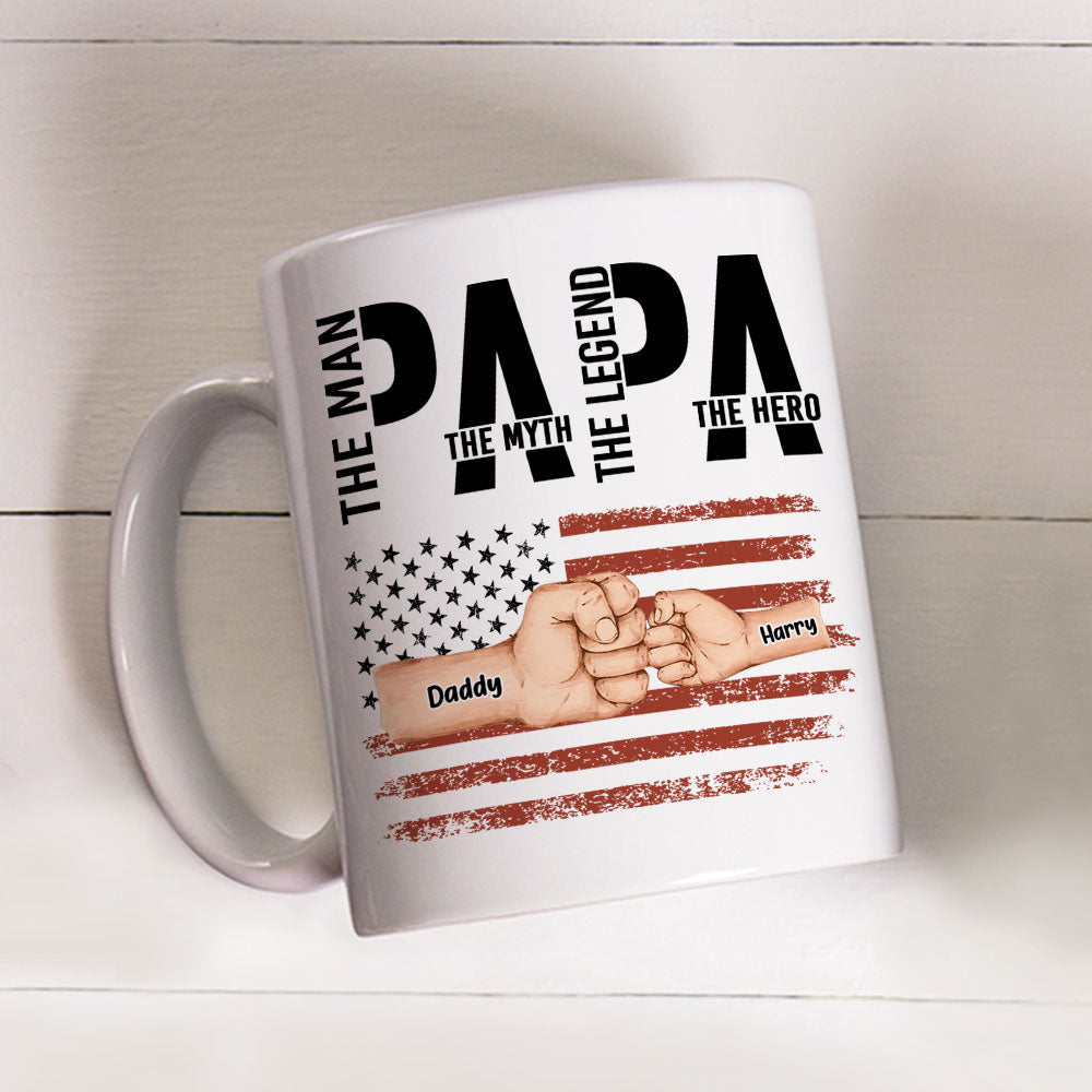 Custom Father's Day, Special Gift for Dad & Grandpa • The Hero - Personalized Coffee Mug
