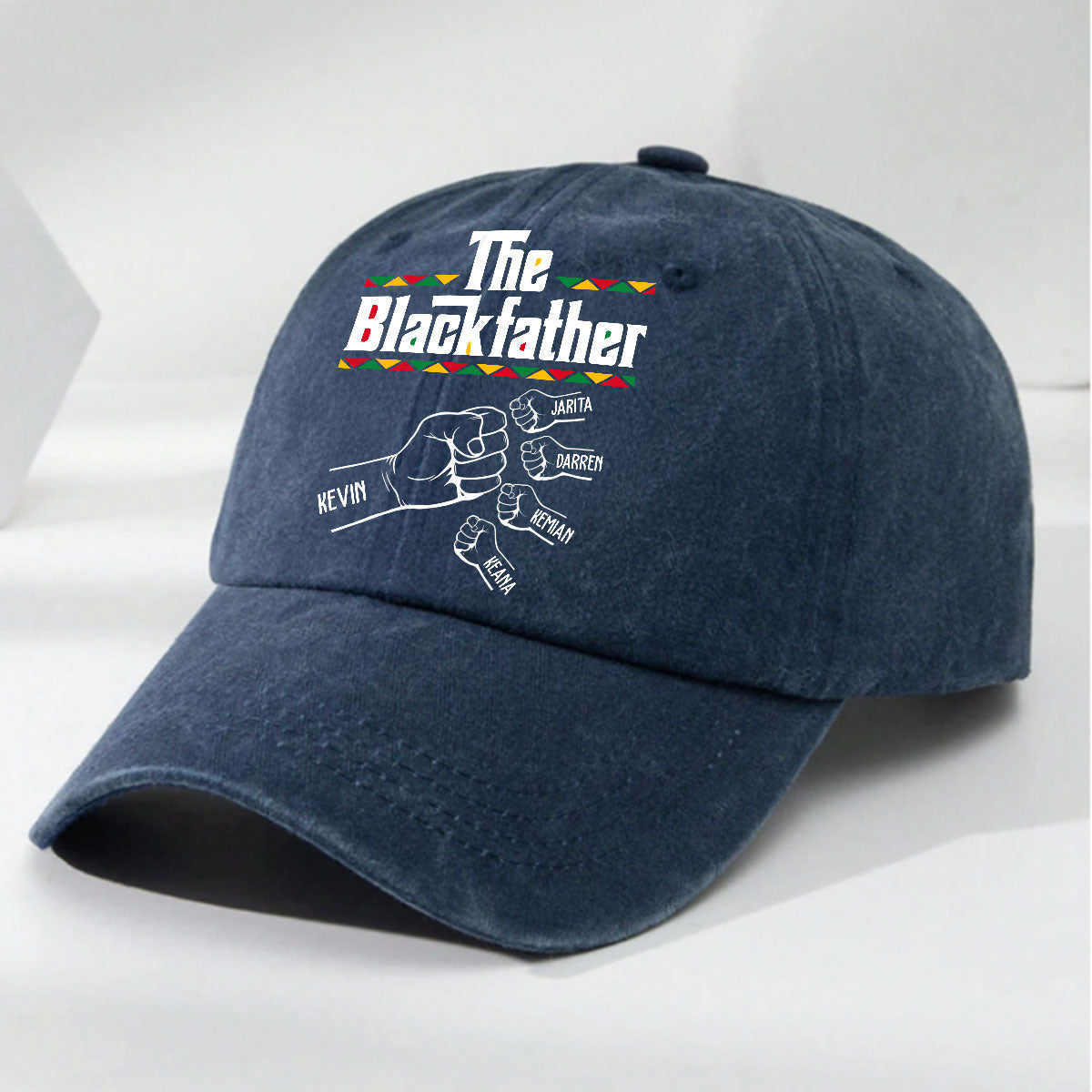 Custom Father's Day Christmas Birthday Gifts for Dad • The Blackfather - Personalized Vintage Washed Denim Cap