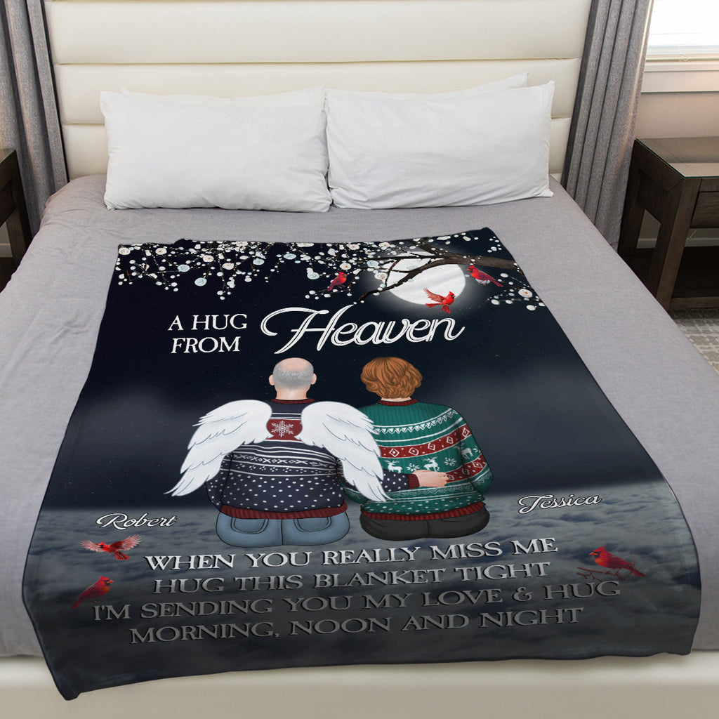A Hug From Heaven Version 2 - Personalized Fleece Blanket