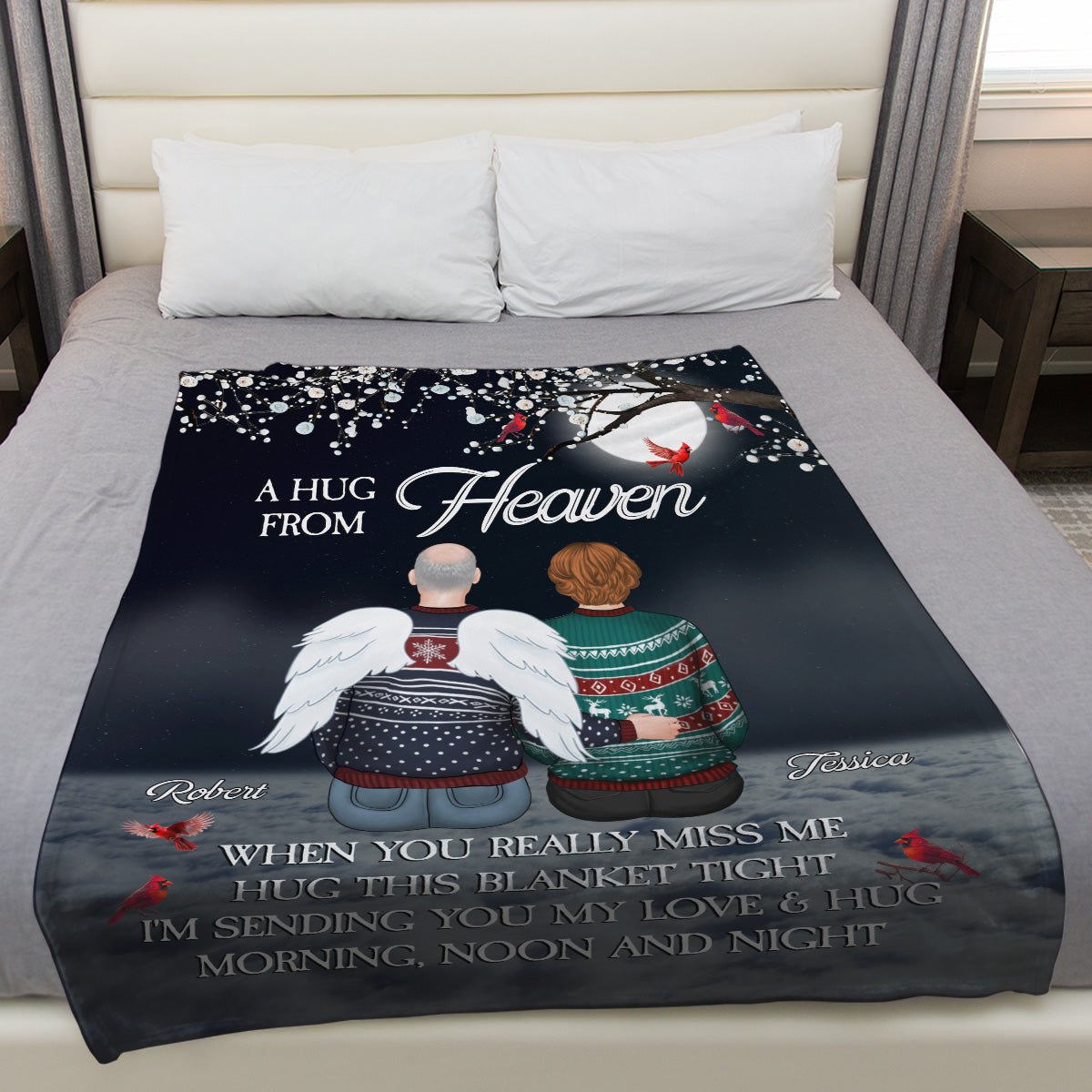 A Hug From Heaven Version 2 - Personalized Fleece Blanket