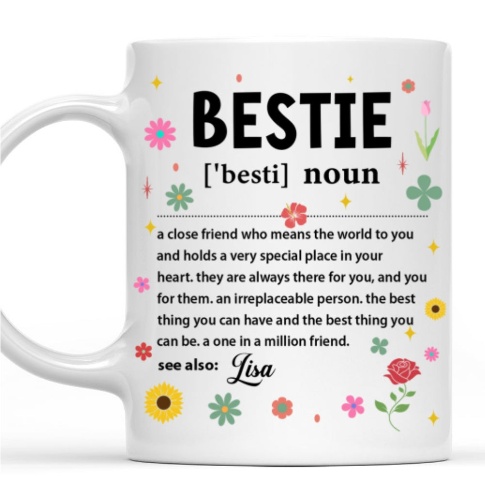 Custom Best Friend, Christmas & Birthday Friendship Keepsake Gift • Bestie Definition - Personalized Coffee Mug