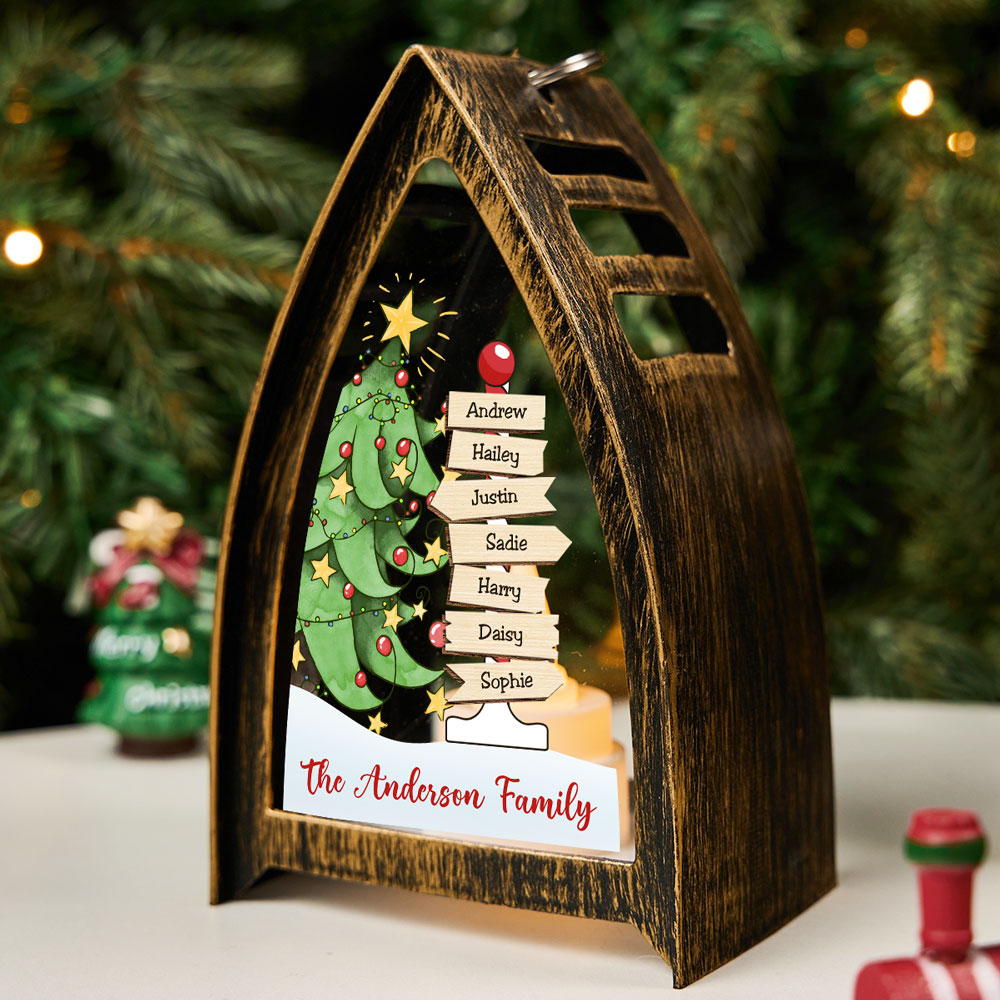 Custom Name Christmas Table Light, Gift for Family Members • Family Name - Personalized Table Lantern