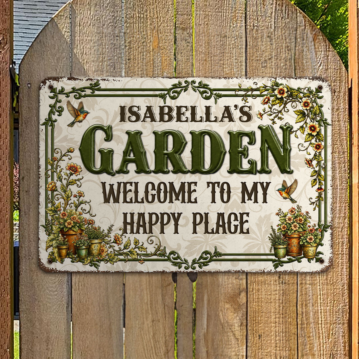 Custom Self-Care Garden Sign, Outdoor Lawn & Plant Decor • Garden House - Personalized Metal Sign
