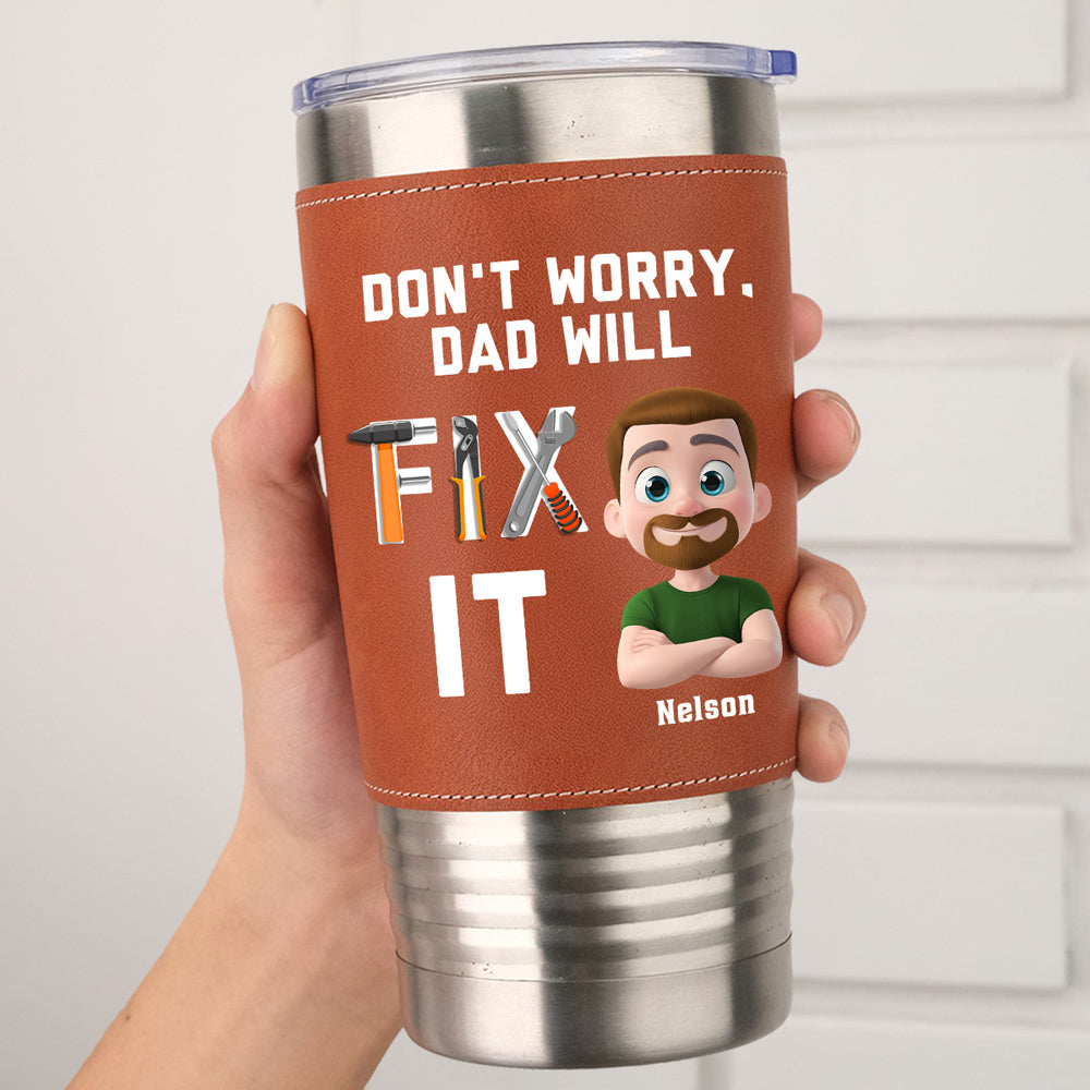 Custom Father's Day Birthday Gifts For Dad • Best Dad - Personalized Leather Tumbler