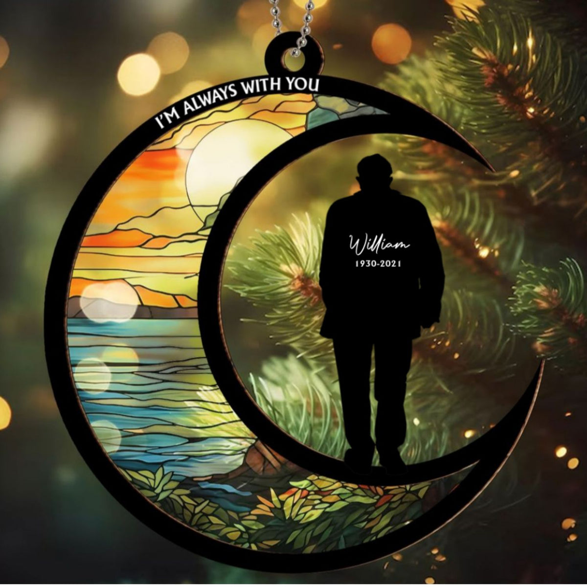Custom Memorial Christmas Ornament, Sympathy Keepsake •  Those We Love Do not Go Away - Personalized Suncatcher Ornament