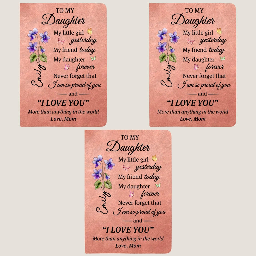 Custom Birth Flower & Name Notebook For Daughter, Granddaughter • You Are My Greatest Blessing - Personalized Leather Journal