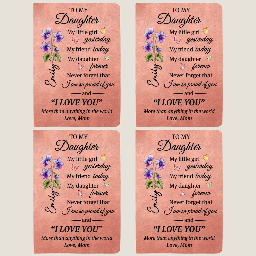 Custom Birth Flower & Name Notebook For Daughter, Granddaughter • You Are My Greatest Blessing - Personalized Leather Journal