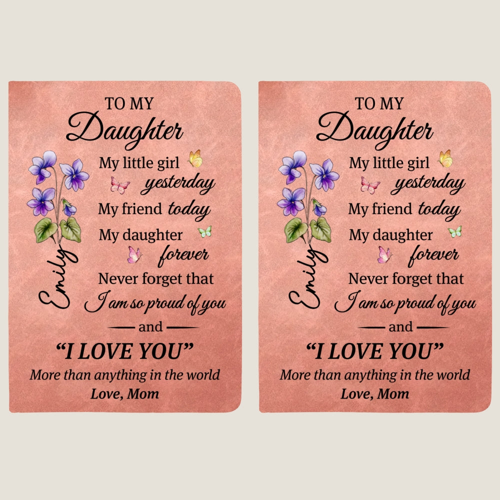 Custom Birth Flower & Name Notebook For Daughter, Granddaughter • You Are My Greatest Blessing - Personalized Leather Journal