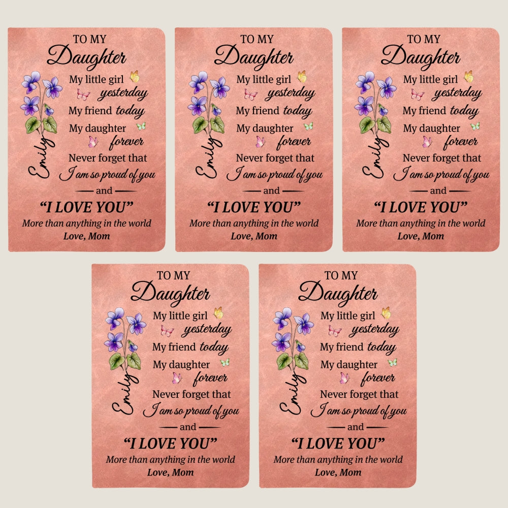 Custom Birth Flower & Name Notebook For Daughter, Granddaughter • You Are My Greatest Blessing - Personalized Leather Journal