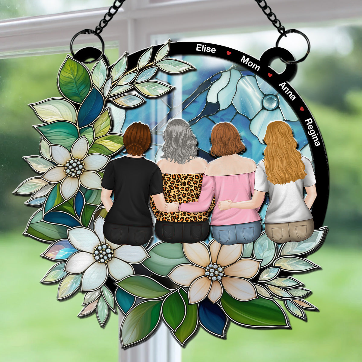 Custom Hanging Decor for Mom Daughter, Mother's Day Gifts • Mother And Daughter Always Connected - Personalized Suncatcher