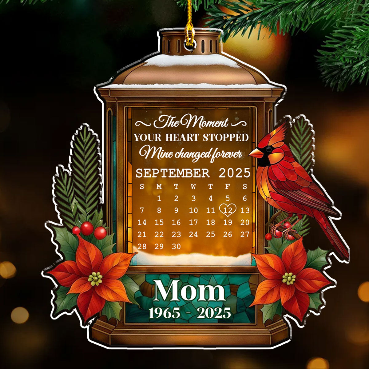 Custom Memorial Christmas Ornament, Sympathy Keepsake •  Peace Love Remembrance - Personalized Acrylic Ornament