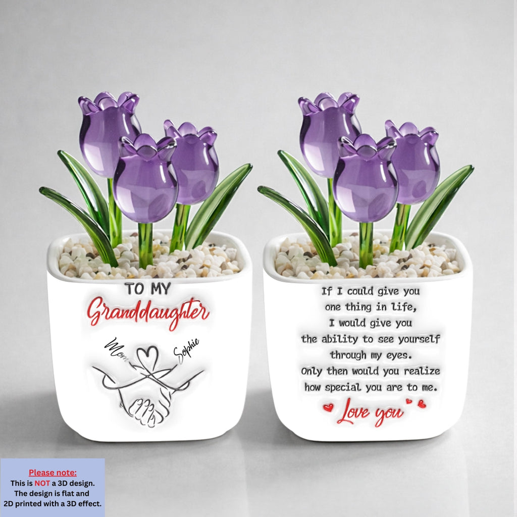 Custom Flower Keepsake, Glass Home Decor Gift for Daughter • How Special You Are To Me - Personalized 3D Inflated Effect Glass Everlasting Tulips