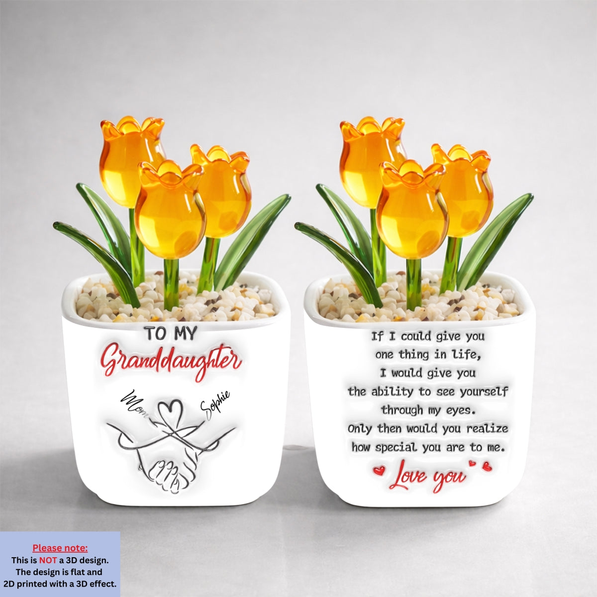 Custom Flower Keepsake, Glass Home Decor Gift for Daughter • How Special You Are To Me - Personalized 3D Inflated Effect Glass Everlasting Tulips