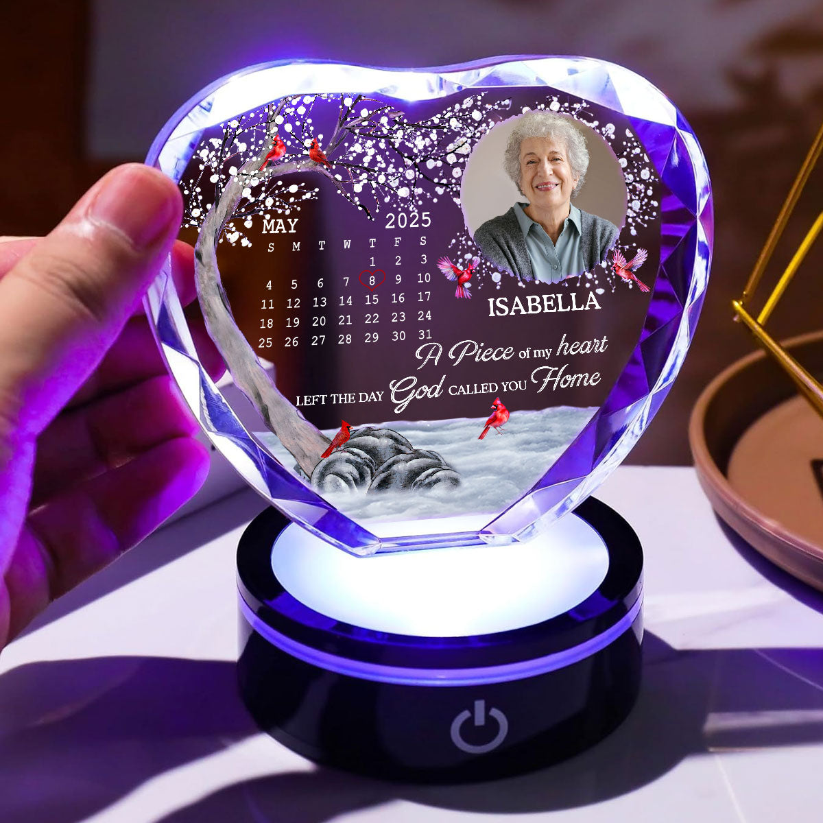My Heart Changed Forever - Personalized Crystal Led Light