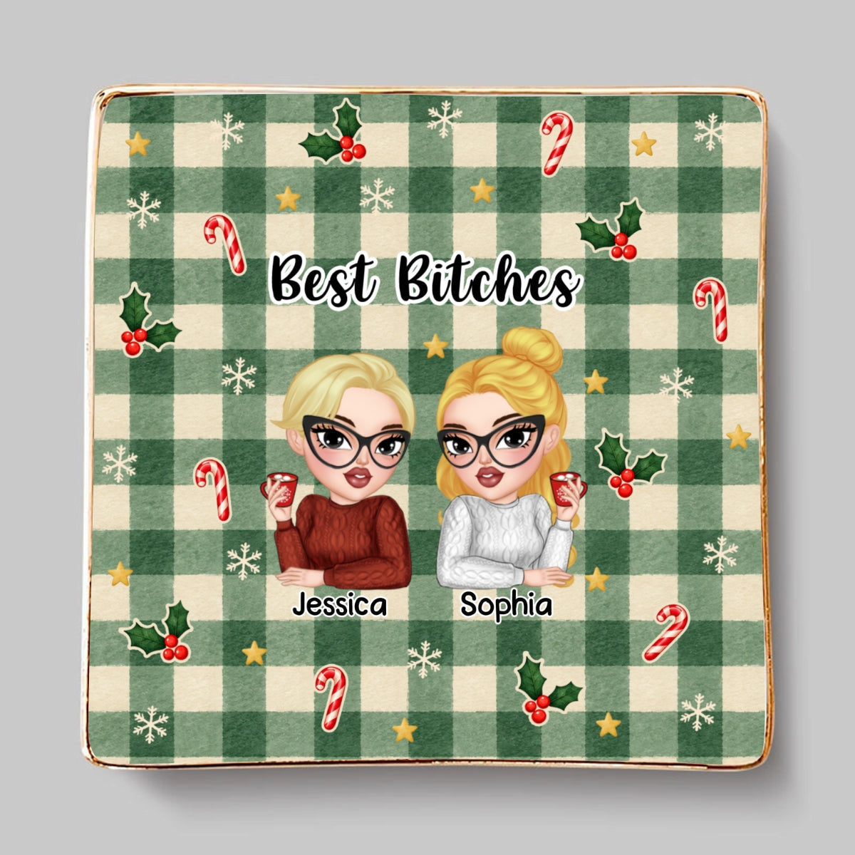Custom Trinket Dish Gift for Friend, for Soul Sister • Certified Besties - Personalized Jewelry Dish