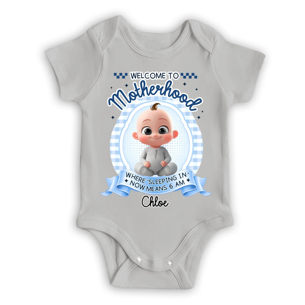 Welcome To Motherhood - Personalized Baby Onesie
