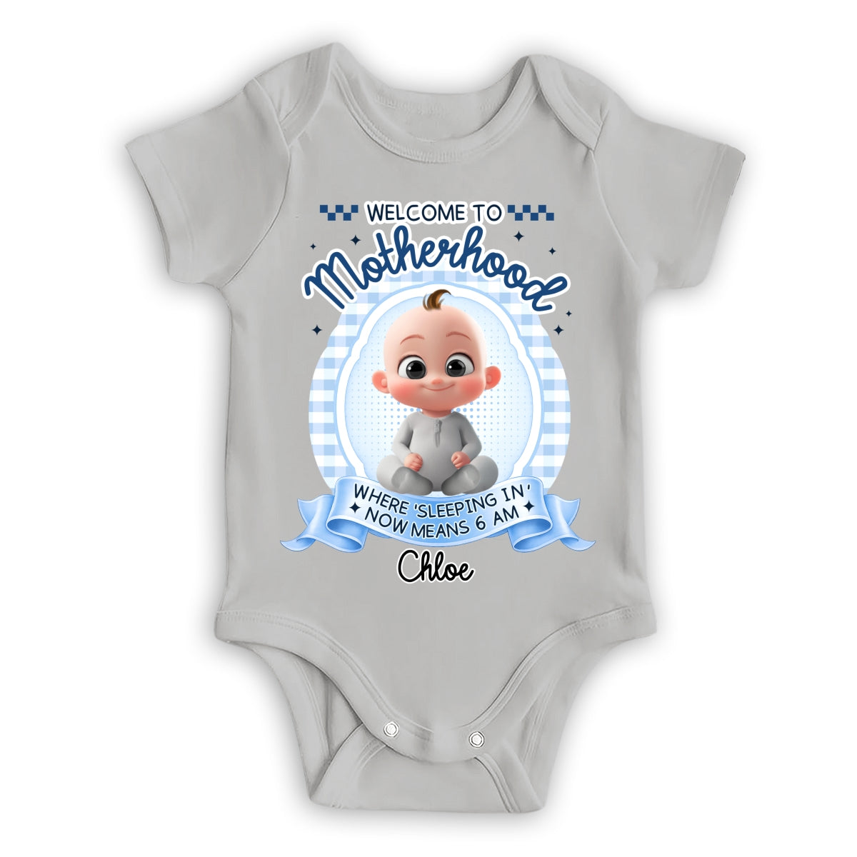 Welcome To Motherhood - Personalized Baby Onesie