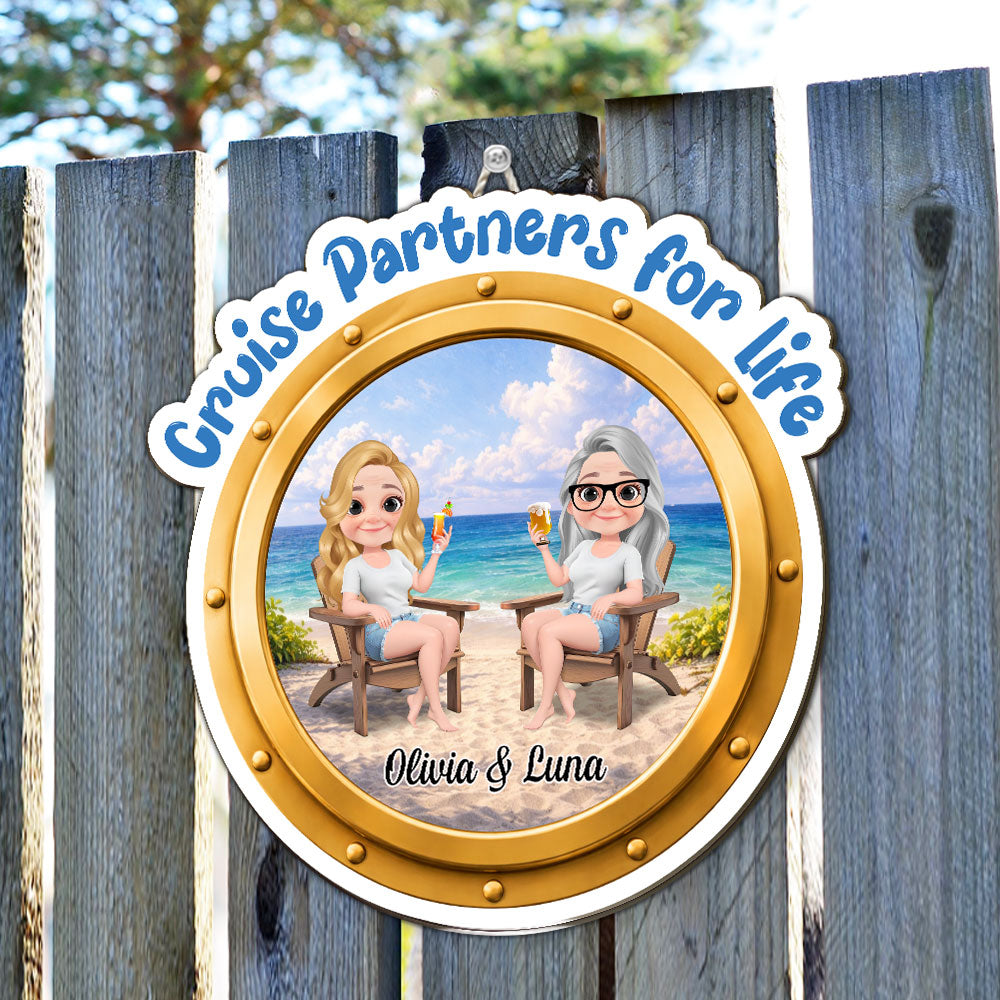 Custom Family Summer Backyard, Patio & Porch Decor • Cruise Partners For Life - Personalized Wood Sign