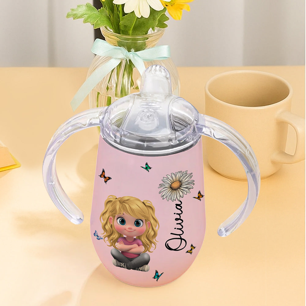 Floral Soul - Personalized Sippy Cup With Handles