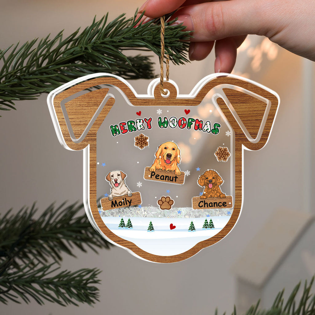 Custom Keepsake Christmas Ornament •  Merry Woofmas Ver 2 - Personalized Acrylic Shaker Ornament