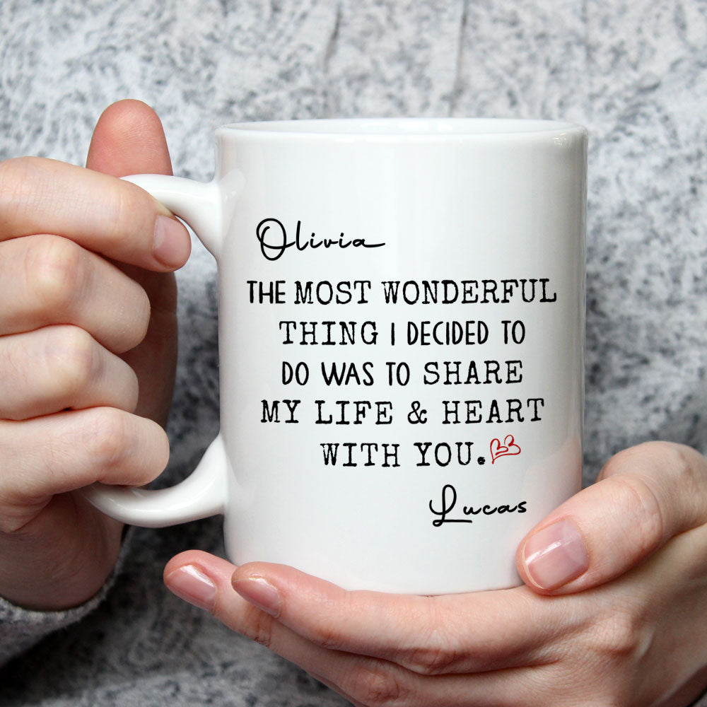 Custom Anniversary Keepsake Gifts For Couple • My Life And My Heart - Personalized Coffee Mug
