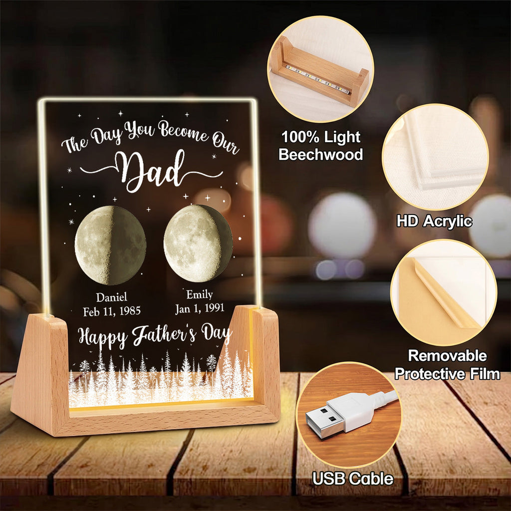 Custom Father's Day Gift for Dad Grandpa • The Day You Become Our Dad 2 - Personalized Night Light