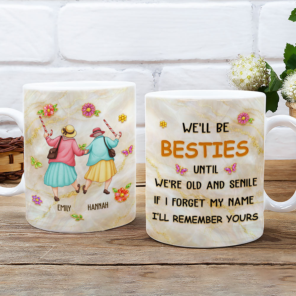 Custom Best Friend, Christmas & Birthday Friendship Keepsake Gift • I Forget My Name But Remember Yours - Personalized Coffee Mug