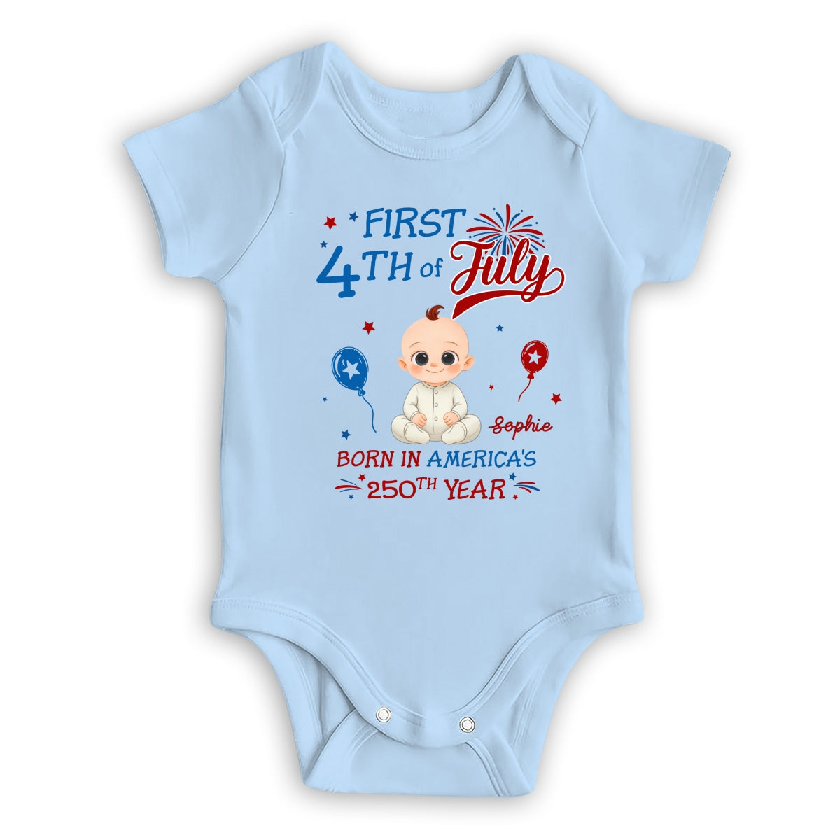 1st 4th Of July - Personalized Baby Onesie
